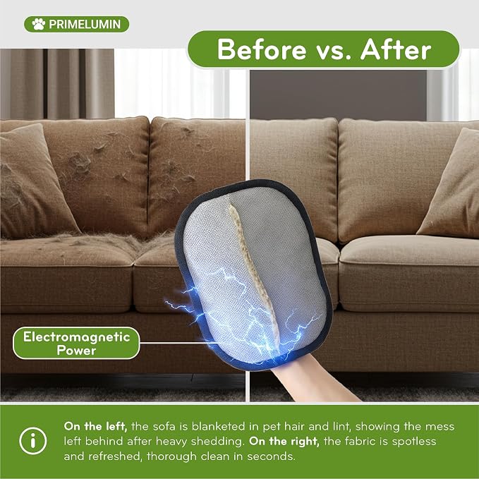 Pet Hair Remover Glove for Dogs & Cats 2026 Upgraded Design Reusable Electrostatic Fur Remover Mitt for Couch, Furniture, Carpet, Car Seats & Clothes, Fast & Effortless Cleaning