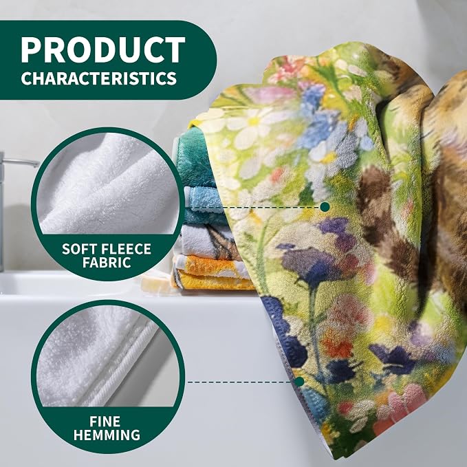 Cute Animals Printed Bath Towels Large Soft Absorbent Fleece Bathroom Towels with Dog Design