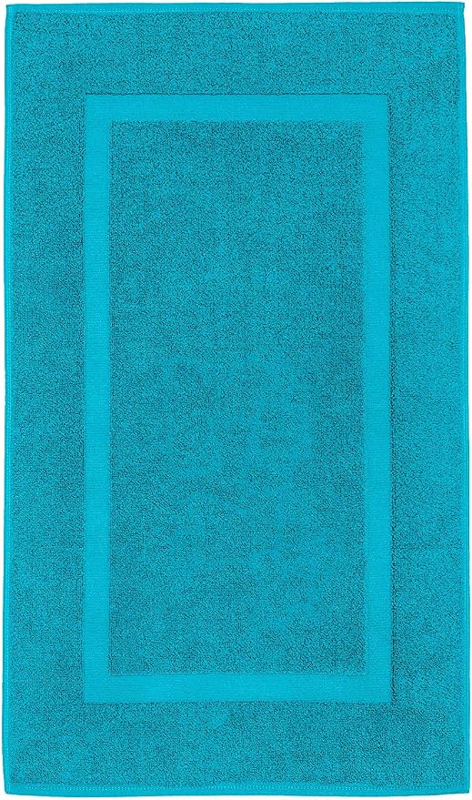 100% Cotton Bath Mats for Bathroom Floor Set of 2 Pack, 20x34 Soft Absorbent Washable Quick Dry Tub Bathmat, Aqua Blue