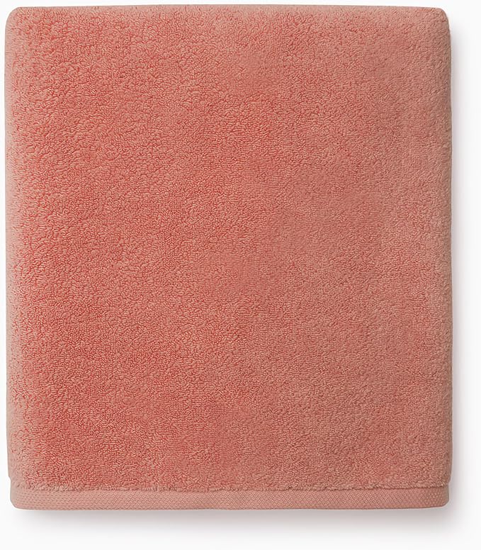 Sferra Cielo Bath Sheet 40" x 70" - 100% Long-Staple Zero Twist Cotton Towel, Fade-Resistant Dye, Super Soft and Highly Absorbent, Luxurious Woven Border Large Towels for Bathroom, Coral