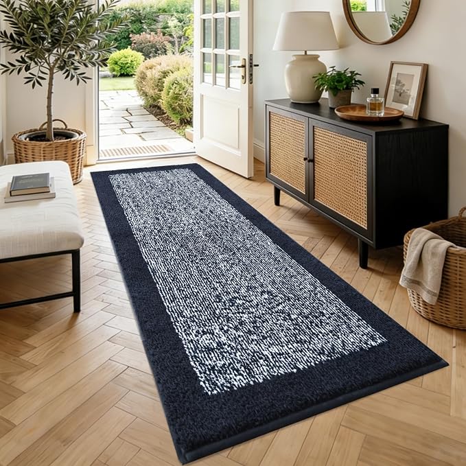 80x24 Large Bathroom Rugs Washable Non Slip, Bath Mat for Bathroom Floor Tub, Soft Absorbent Quick Dry Mats for Shower, Bathtub,Home Decor(Dark Blue)