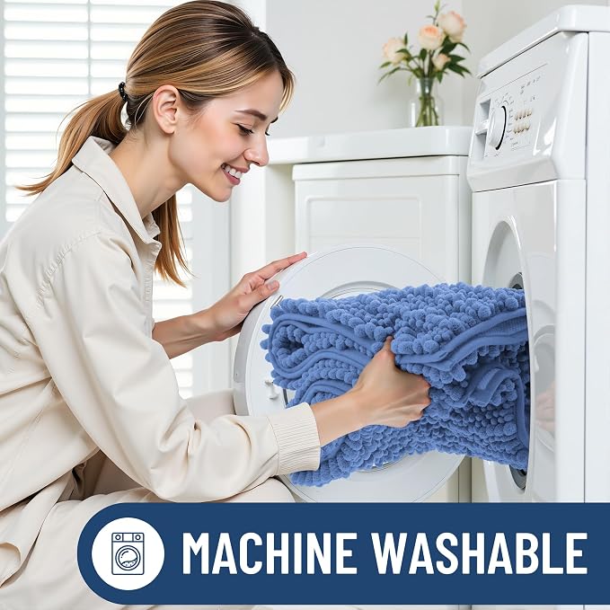 Smiry Bathroom Rugs Mat 36x24, Extra Soft Absorbent Chenille Bath Rugs, Non Slip Rubber Backing Machine Washable Quick Dry Bath Mats for Bathroom Floor, Tub, Shower, Home Accessories, Cornflower Blue