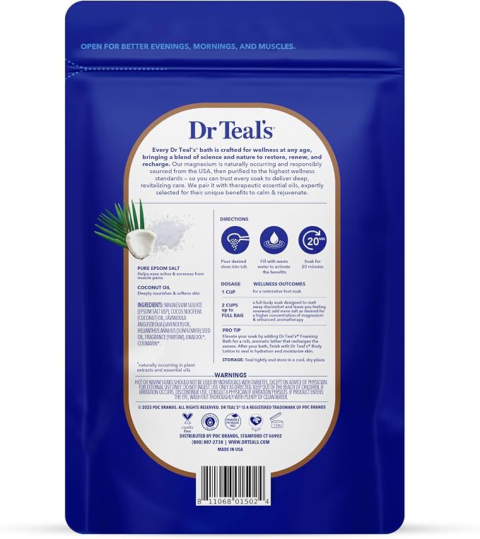 Dr Teal's Epsom Salt Magnesium Soak, Nourish & Protect with Coconut Oil, 3 lbs