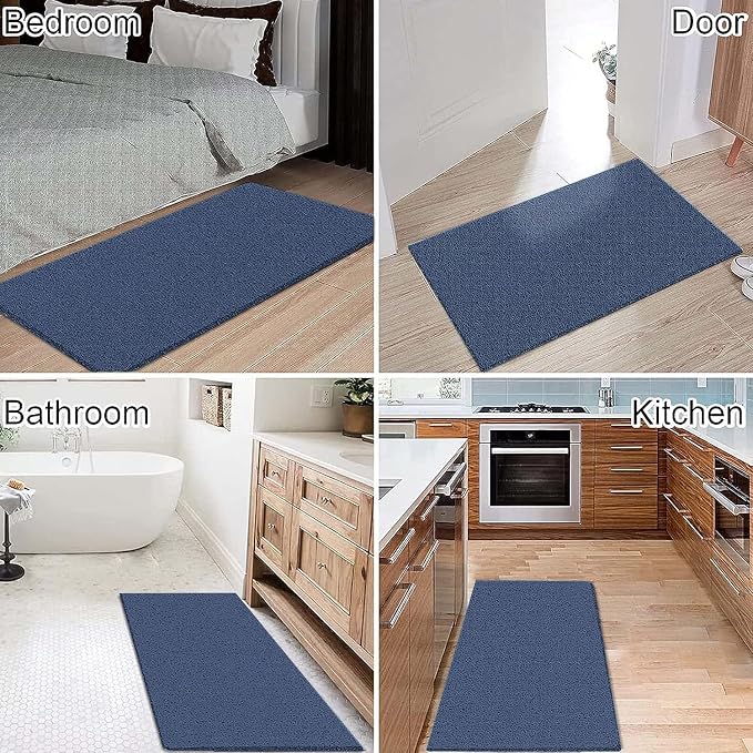 godehone Shower Mats Non Slip Without Suction Cups, PVC Loofah Bathroom Mats, Loofah Mats for Shower and Bathroom, Quick Drying, 23.6× 47.2 Inch, Blue