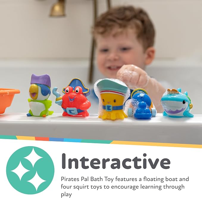 Nuby Pirate Pals Bath Toy Set - Interactive Bath Time Toys - 18+ Months
