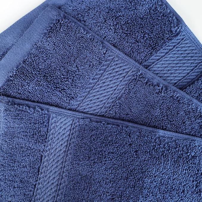 SUPERIOR Egyptian Cotton Ultra Plush & Absorbent, 3 Piece Set, Navy Blue | Quick Dry, Soft Luxury Towel Set, Bath Essentials, Guest Bath, Spa, 1 Bath, 1 Hand, 1 Face Towels, Madeline Towels