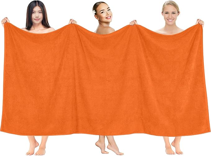 RIVERSIDE Pack of 1 Jumbo Bath Sheet 40 x 80 Inches - Extra Large Bath Towel, Super Soft & Highly Absorbent, 100% Cotton Quick Dry, Perfect to Wrap Yourself in - Orange