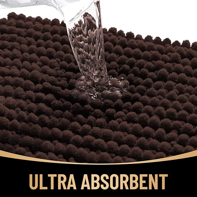 OLANLY Thick Bathroom Runner Rugs 59x20, Extra Soft Absorbent Chenille Bath Rugs, Rubber Backing, Machine Wash Dry, Long Bath Mats for Bathroom Floor, Tub and Shower, Home Decor Accessories, Brown