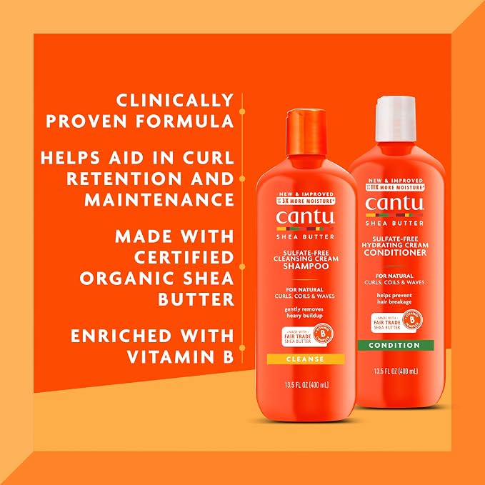 Cantu Shampoo & Conditioner with Shea Butter for Natural Hair, 13.5 fl oz (Pack of 2)