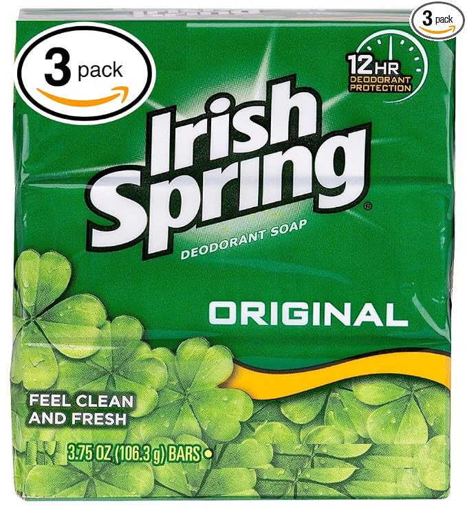 (PACK OF 3 BARS) Irish Spring ORIGINAL SCENT Bar Soap for Men& Women. 12-HOUR ODOR / DEODORANT PROTECTION! For Healthy Feeling Skin. Great for Hands, Face & Body! (3 Bars, 3.75oz Each Bar)