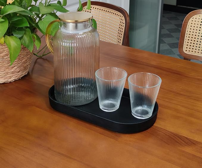 Black Small Oval Tray (11.8 inch), 3 Pack, Countertop Organizer | for Kitchen Counter, Bathtub Bathroom Vanity Items, Coffee Accessory, Bar, Serving Seasoning, Salt and Pepper, Soap.