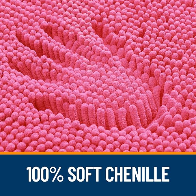 OLANLY Large Bathroom Rugs 50x30, Extra Soft Absorbent Chenille Bath Rugs, Rubber Backing Quick Dry, Machine Washable Bath Mats for Bathroom Floor, Tub and Shower, Home Decor Accessories, Hot Pink
