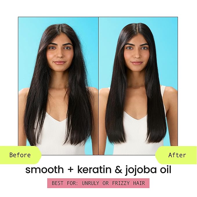 HASK Smooth + Keratin Shampoo + Conditioner Set | with Jojoba Oil for Frizzy, Unruly Hair | 16oz each, 2 Pack