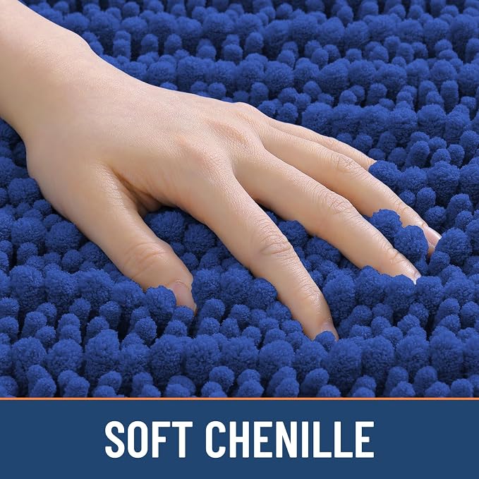 Smiry Bathroom Rugs Mat 44x24, Extra Soft Absorbent Chenille Bath Rugs, Non Slip Rubber Backing Machine Washable Quick Dry Bath Mats for Bathroom Floor, Tub, Shower, Home Decor Accessories, Royal Blue