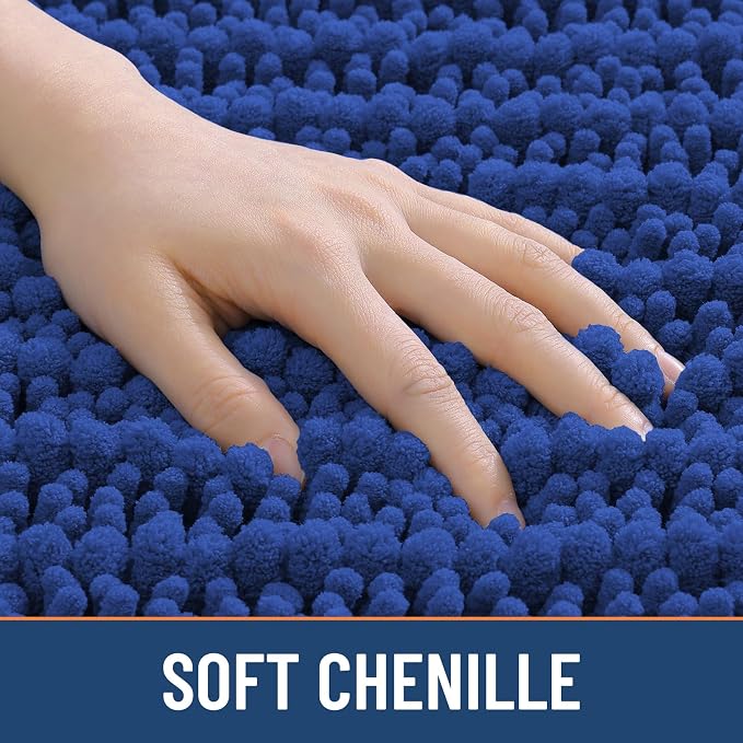 Smiry Bathroom Rugs Mat 47x24, Extra Soft Absorbent Chenille Bath Rugs, Non Slip Rubber Backing Machine Washable Quick Dry Bath Mats for Bathroom Floor, Tub, Shower, Home Decor Accessories, Royal Blue