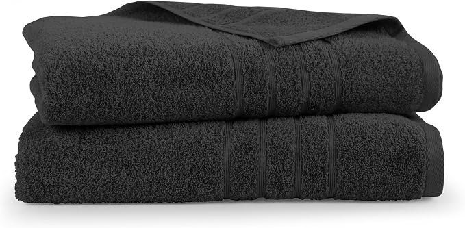 Martex 2-Pack Ultimate Performance Bath Sheet Set, Black, 33" x 65" | 100% Cotton, Extra Large Bath Towels, Super Absorbent, Low-Linting, Supersoft