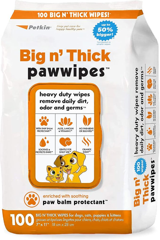 PETKIN Big N Thick PAW Wipes Dog and CAT Wipes