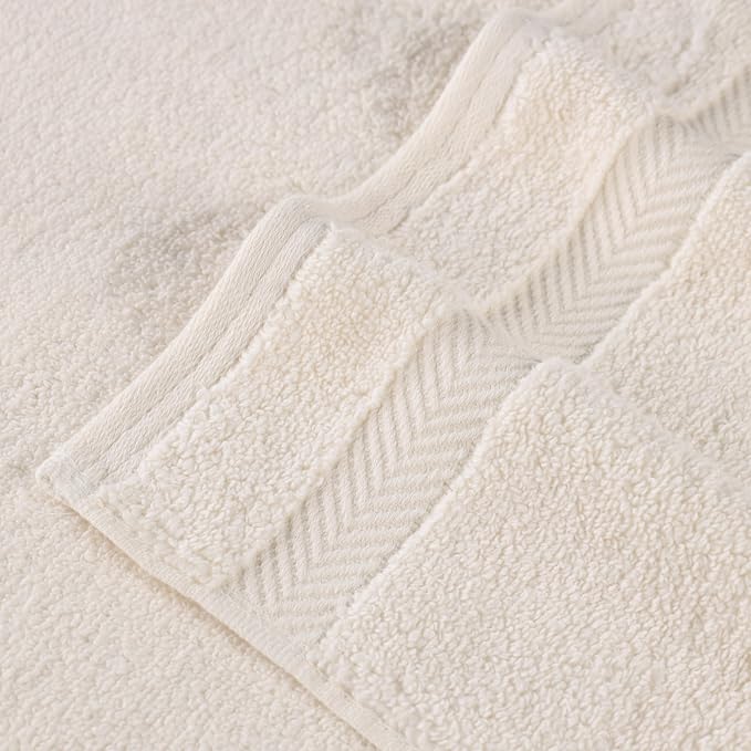 Superior Cotton Hand Towel Set, Medium Sized Towels, Plush Soft Absorbent Bathroom Basics, Home Essentials, Spa, Salon, Hotel, Kitchen, Luxury Quick Dry, Zero Twist Collection, Set of 6, Ivory