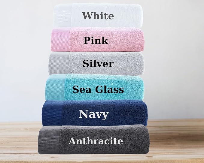 Personalized Towels - Customized Turkish Bath Sheet Oversized - Custom Cotton Towel - Monogrammed Towels with Initials Name Embroidery (Sea Glass, Bath Sheet Oversized 1pc)