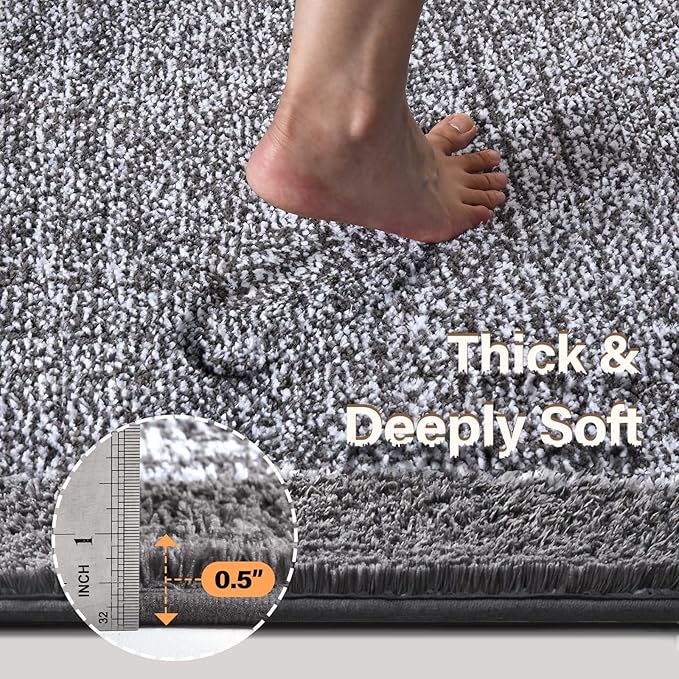 44x24 Large Bathroom Rugs Washable Non Slip, Grey Bath Mat for Bathroom Floor Tub, Soft Absorbent Quick Dry Mats for Shower, Bathtub,Home Decor