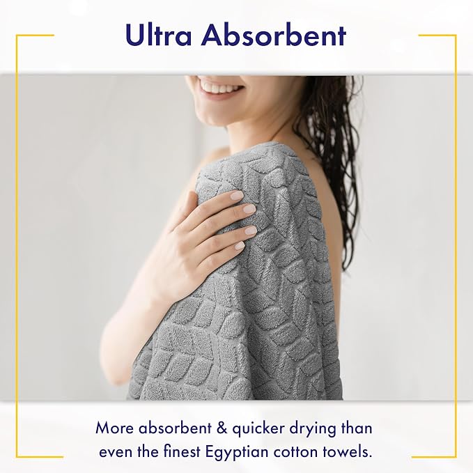 Alusa Home Ultra Soft & Stylish 700 GSM Luxury Bath Towels - 100% Zero-Twist, Long-Staple Cotton - Remarkably Absorbent & Quick Drying - 6 Piece Towel Set (Pewter Grey)