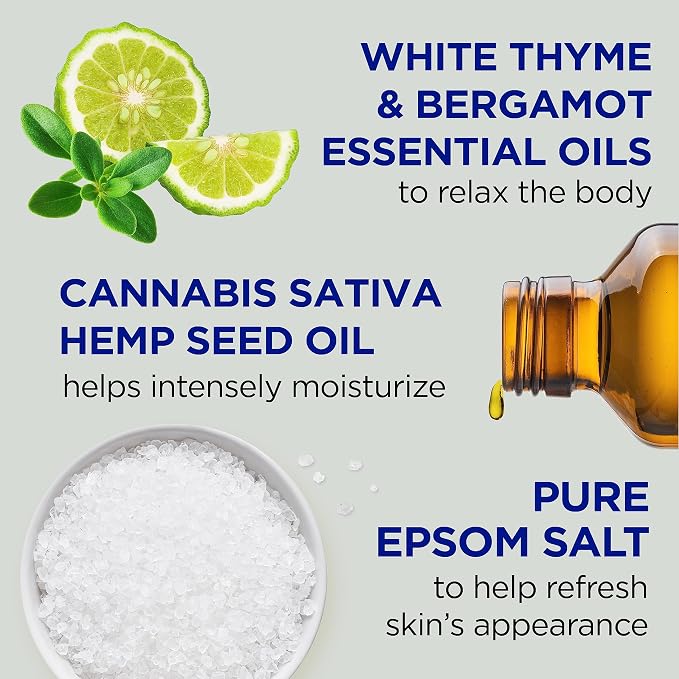 Dr Teal's Foaming Bath with Pure Epsom Salt, Cannabis Sativa Hemp Seed Oil, 34 fl oz (Pack of 4)