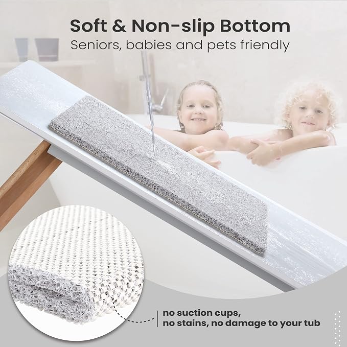 Nonslip Bathtub Mat, Anti Slip Bath Mat 0.6" Extra Thick, Quick Dry Bath Tub Anti Slip Shower Mat, Loofah Non-Slip Bath Mat for Tub Bathroom Pool Kitchen Entryway Home Hotel(Light Gray 16x27)