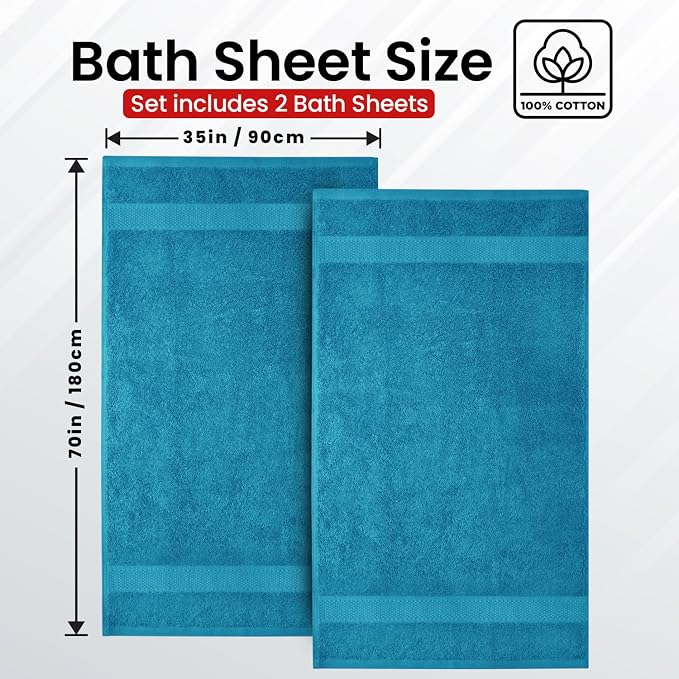 Infinitee Xclusives Jumbo Bath Sheets Towels for Adults – 600 GSM (35X70 Inches)– 100% Ring Spun Cotton, Soft and Absorbent Large Bath Towels for Bathroom (Pack of 2)