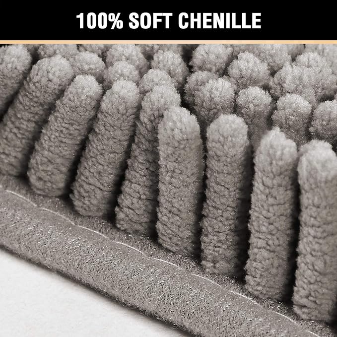 H.VERSAILTEX Bath Mat for Bathroom Non Slip Luxury Chenille Ultra Soft Bath Rugs 24x36 Absorbent Non Skid Shaggy Rugs Washable Dry Fast Plush Area Carpet Mats for Indoor, Bath Room, Tub - Dark Grey