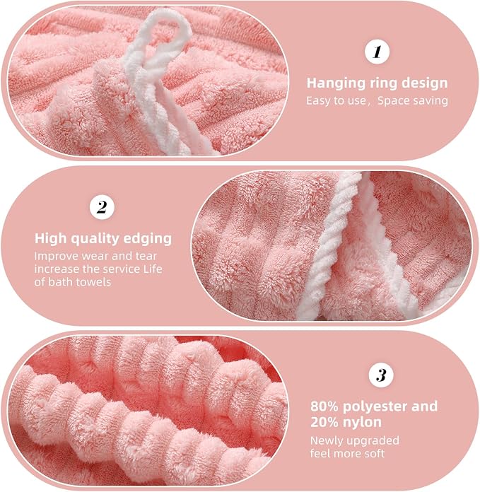 40x80 Inches Oversized Bath Sheets Extra Large Bath Towels Set of 2 for Adults Super Soft Quick Dry Light Weight Lint Free Absorbent Stripe Hanging Loop Microfiber Shower Towels (Pink, 2pcs)