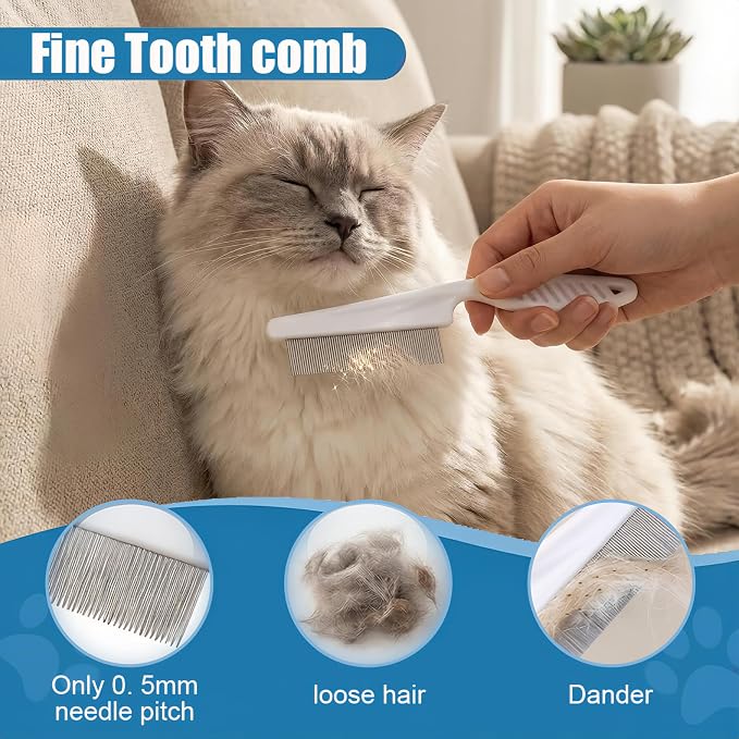 6PCS Dog Bath Kit & Dog Brush Kit for Dogs & Cats - Professional Pet Grooming Tools Set with Shedding Brush, Bath Scrubber, Dematting Comb & Storage Bag - Complete Dog Washing Essentials, Blue