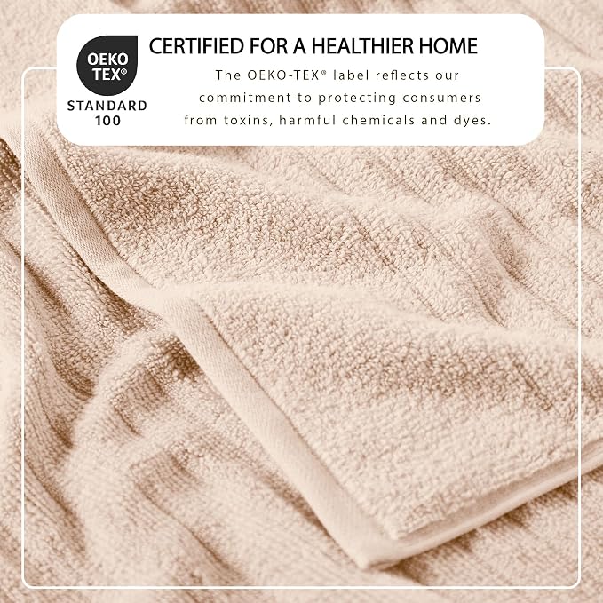 Great Bay Home Bath Towel Set - 100% Cotton 6 Piece Towel Set - Absorbent & Quick-Dry Towels for Bathroom (Pink Sand)