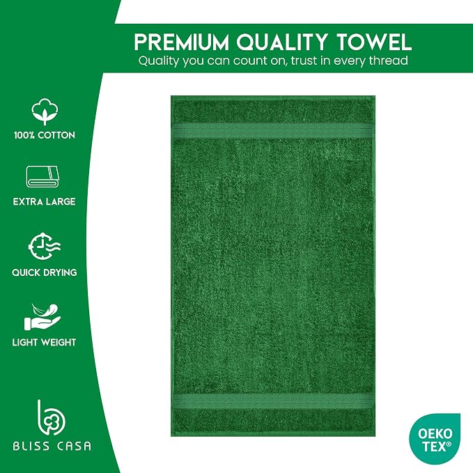 Bliss Casa 4 Pack 100% Cotton Bath Towels - Ultra Soft & Highly Absorbent Thick Bathroom Towel Set (27 X 54 Inch) - Durable, Luxurious, Quick-Dry & Long-Lasting Premium Quality Towels for Everyday Use