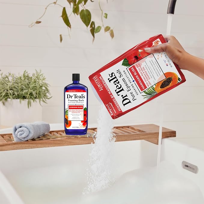 Dr Teal's Epsom Salt Magnesium Soak, Limited Edition Hawaiian Bliss, 3lbs (Pack of 2)