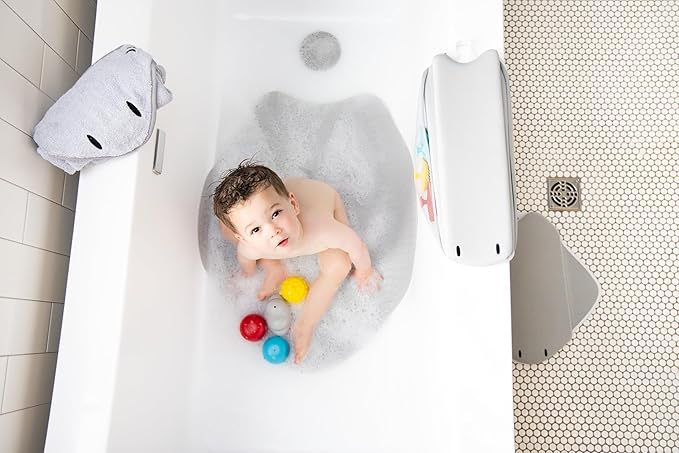 Ubbi Stingray Bath Mat for Baby, Non-Slip, Powerful Suction Cups, Baby Bathtub Time Essentials, Gray