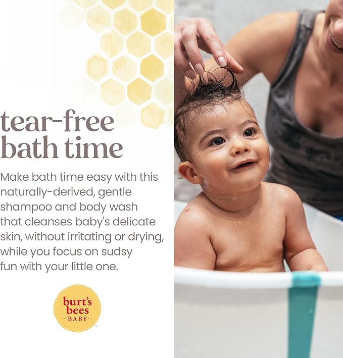 Burt's Bees Baby Shampoo & Wash, Fragrance Free & Tear Free Baby Soap - 12 Ounce Bottle, Pack of 3