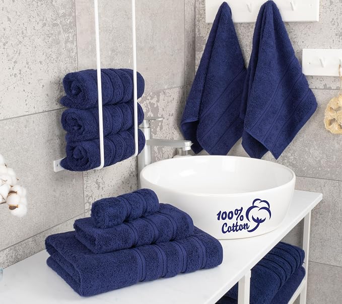 American Soft Linen 100% Cotton Luxury Turkish Towels, 6 Piece Towel Set | Soft Absorbent Quick Dry OEKO Tex Standard 100 Certificated Durable Machine Washable Breathable Premium Hotel Quality