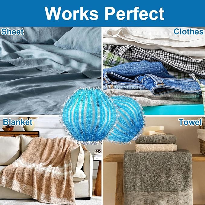20Pcs Pet Hair Remover for Laundry - 1.4 inch Mini Ball Lint Traps for Washing/Dryer Machine, Effective Cat Dog Laundry Pet Hair Catcher for Clothes, Sheets, Towels, Not Damage Fabric