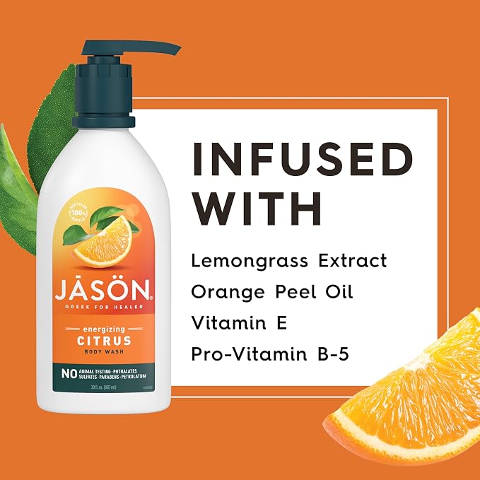 JASON Citrus Energizing Body Wash, For a Gentle Feeling Clean, 30 Fluid Ounces