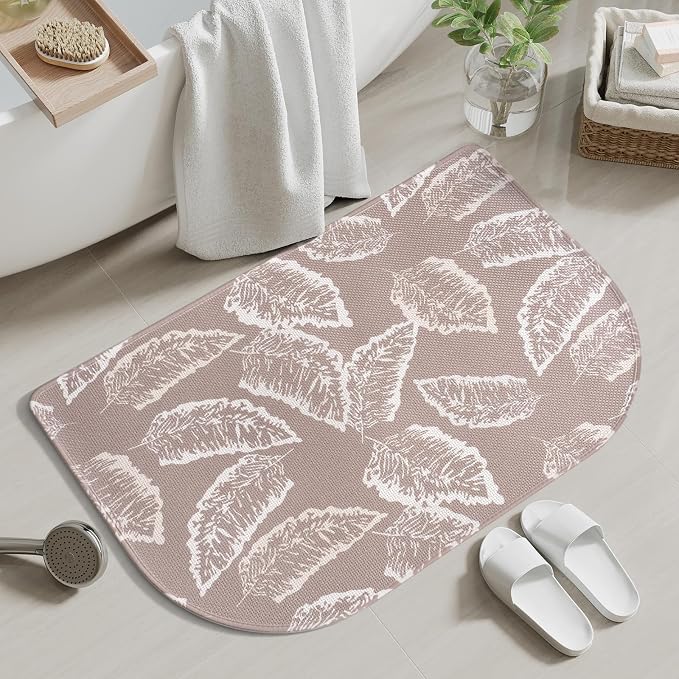 YDKGL Non Slip Bath Mat, Thin Bathroom Rugs Fit Under Door Quick Dry Non Slip Washable Bathroom Mat with Rubber Backing, Absorbent Shower Rug, Brown