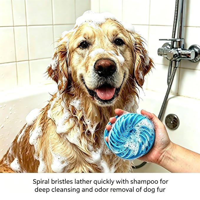Dog Bath Brush, Dog Shampoo Brush, Double-Sided Silicone Design, Gentle & Soft on Pet Skin, Suitable for Bathing, De-shedding & Massage