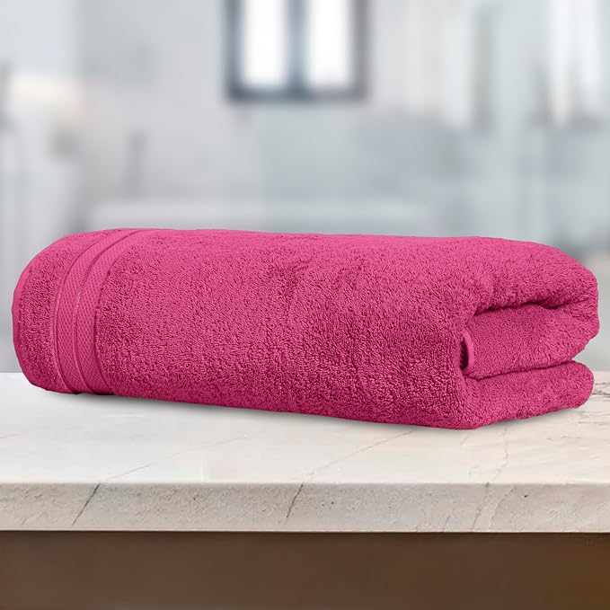 Elegant Comfort Three Line Popcorn Towel Set for Bathroom 35 x 70 inches, Premium Hotel Quality 1-Pack Jumbo Towels, 100% Turkish Cotton, Soft and Durable, Quick Dry and Highly Absorbent, Hot Pink