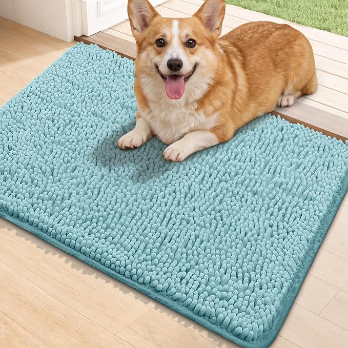 Bcoimo Super Absorbent Dog Door Mat, 30"*20" Anti Slip Mat for Muddy Paws, Pet Rugs for Dirty Paws Washable that Absorbs Moisture and Dirt, for Dog Cage and Pet Resting Carpet