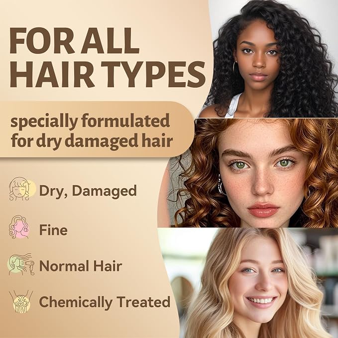 Luseta Argan Oil Shampoo & Conditioner Set for Dry Damaged Hair, 2 * 16.9oz | Smoothing & Thickening for Fine Hair, Anti-Frizz Care, Helps Smooth Strands, Provides Nourishment, Sulfate Free