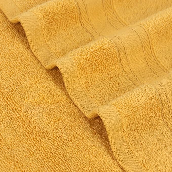 Superior Belmont Zero Twist Cotton Medium Weight Bath Sheets, for Guest Bath, Bathroom, Shower, Spa, Plush, Quick Dry, Ultra-Soft Towels, Essentials, Thick Border, Oversized Towels, Set of 2, Gold