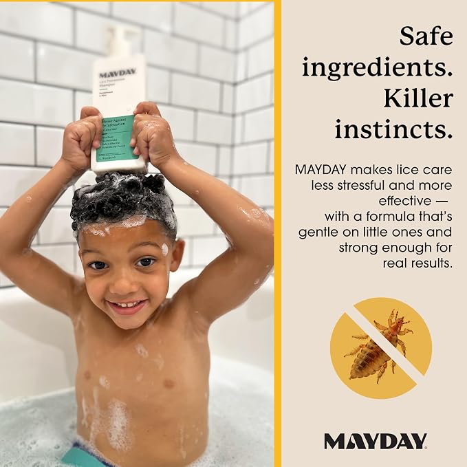 MAYDAY Lice Prevention Shampoo - Sandalwood & Mint - 12oz, Non-Toxic, Pesticide-Free, Scientifically Proven Defense Against Lice & Nits, Shampoo for Adults & Kids, Safe for All Hair Types