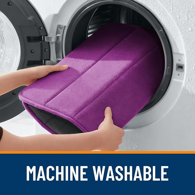 OLANLY Memory Foam Bath Mat 30x20, Super Soft Absorbent Bathroom Rugs, Quick Dry, Machine Washable Shower Floor Rugs, Bathmat Carpet, Bathroom Home Decor Accessories, Purple