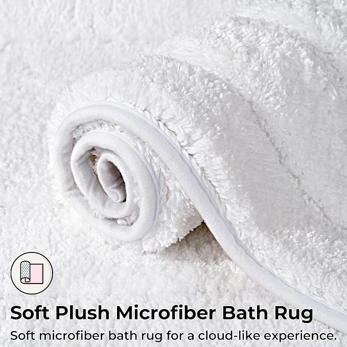 GRANNY SAYS Large Bathroom Rugs Non Slip Washable, 24" x 48", Water Absorbent Bath Mats for Bath, Thick Soft Shaggy Bath Rug, Microfiber Bathroom Floor Mat for Bath Decor, White