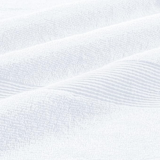 Belizzi Home 4 Pack Bath Towel Set 27x54, 100% Ring Spun Cotton, Ultra Soft Highly Absorbent Machine Washable Hotel Spa Quality Bath Towels for Bathroom, 4 Bath Towels - White