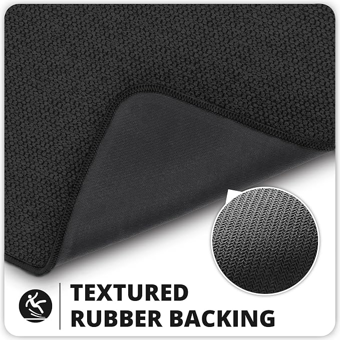 Bosap Bath Mat,Ultra Thin Bathroom Runner Rugs,Large Bath Mats for Bathroom,Quick Dry,Non-Slip,Machine Washable,Low Pile,Bath Rug,Shower Outside,Sink,Home Decor Accessories.Black,3'x5'(36x60inch)